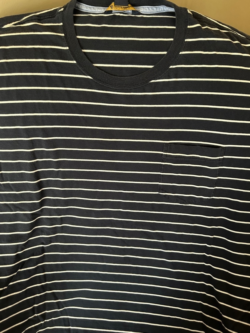 Brooks Brothers navy and White Striped Pocket Tee